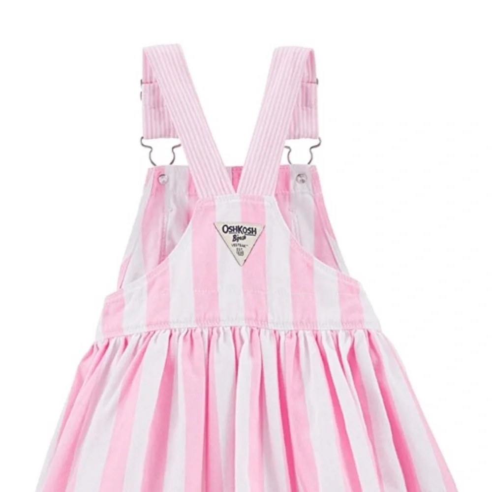 OshKosh B’gosh coverall pink striped dress 12m